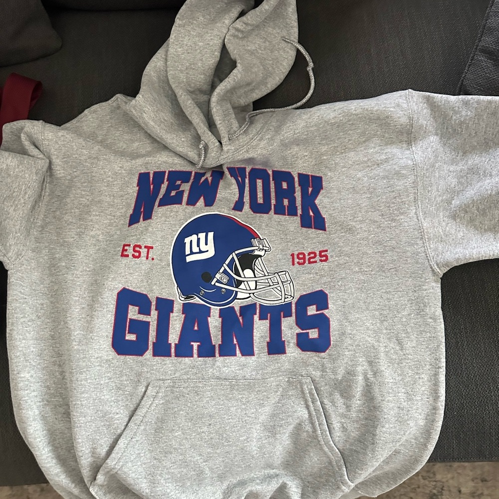 Vintage Style New York Giants Gray Hooded Sweatshirt - Team Logo
